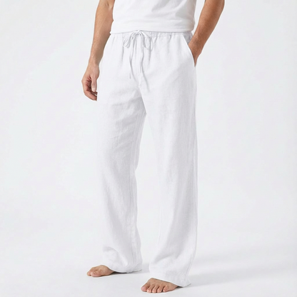 Pantalones Hombre Algodón Cordón Pierna Ancha