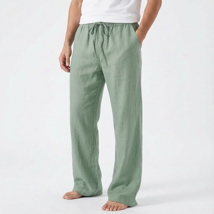 Pantalones Hombre Algodón Cordón Pierna Ancha