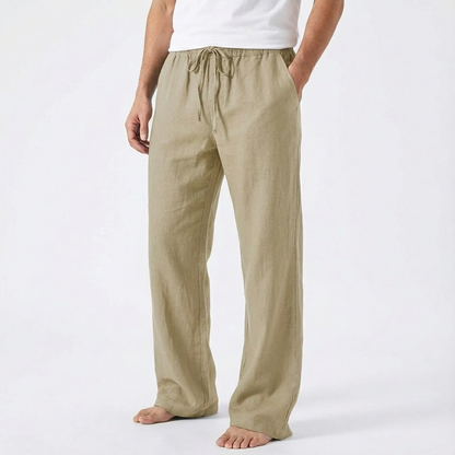 Pantalones Hombre Algodón Cordón Pierna Ancha