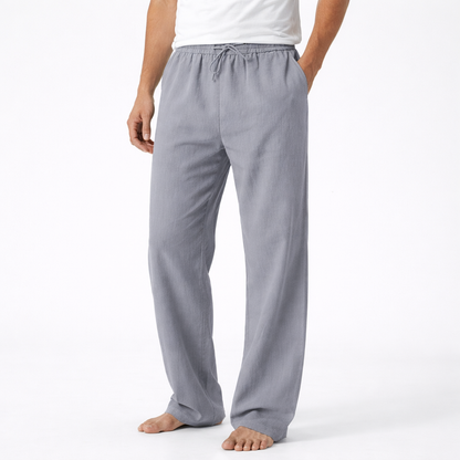 Pantalones Hombre Algodón Cordón Pierna Ancha
