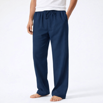 Pantalones Hombre Algodón Cordón Pierna Ancha