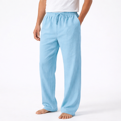 Pantalones Hombre Algodón Cordón Pierna Ancha