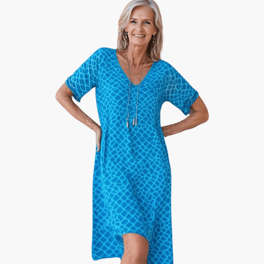 Vestido Midi Mujer Gasa Cuello en V Estilo Bohemio - Mavetta
