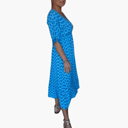 Vestido Midi Mujer Gasa Cuello en V Estilo Bohemio