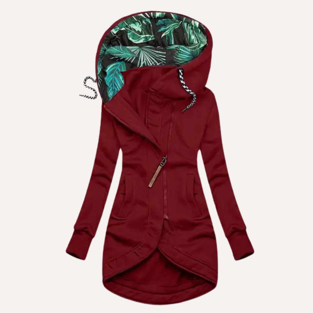 Chaqueta polar mujer con capucha estilo elegante