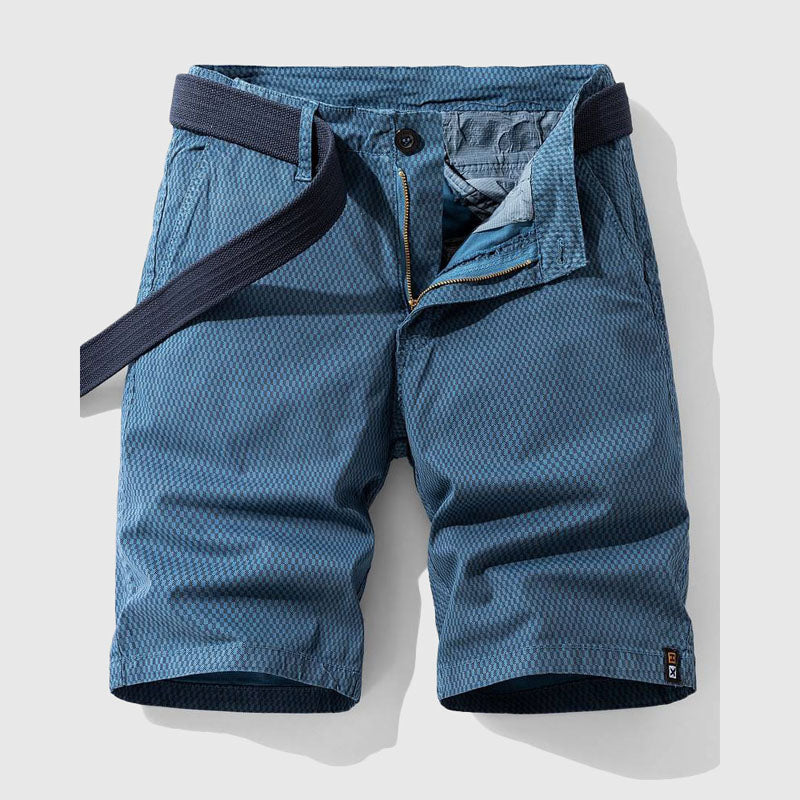Pantalones Cortos Hombre Algodón Patrón Cuadrícula Cierre Cremallera - Mavetta