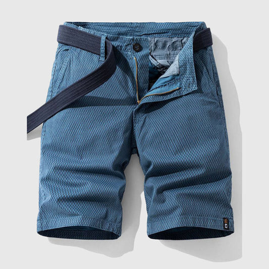 Pantalones Cortos Hombre Algodón Patrón Cuadrícula Cierre Cremallera - Mavetta