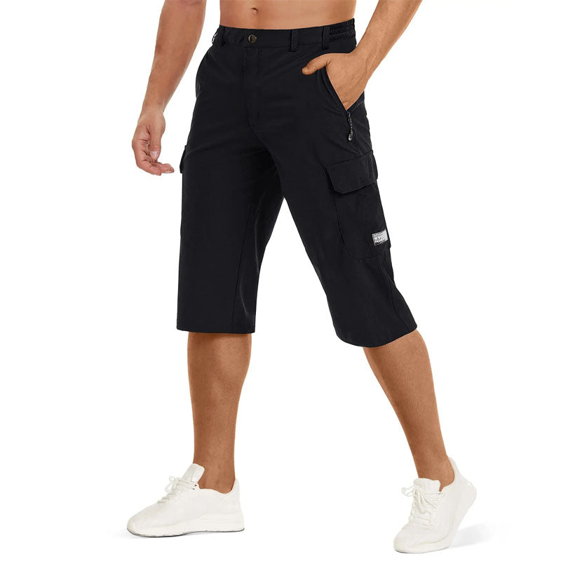 Pantalones Capri Hombre Secado Rápido Bolsillos Cremallera Senderismo