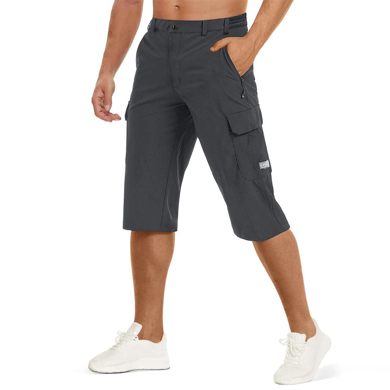 Pantalones Capri Hombre Secado Rápido Bolsillos Cremallera Senderismo