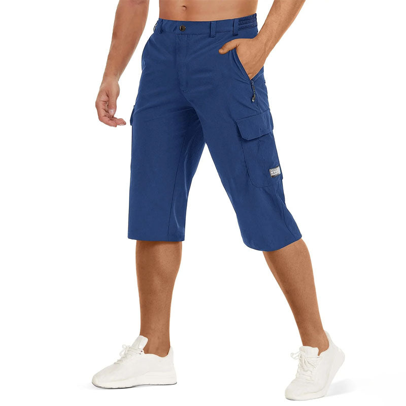 Pantalones Capri Hombre Secado Rápido Bolsillos Cremallera Senderismo