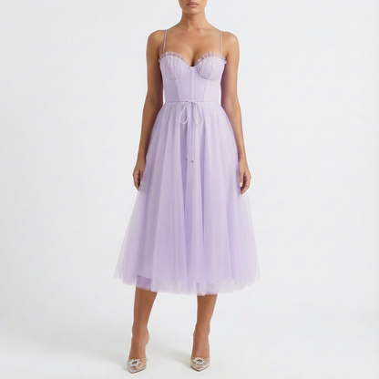 Vestido midi mujer Tirantes finos Acampanado