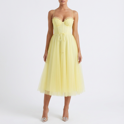 Vestido midi mujer Tirantes finos Acampanado