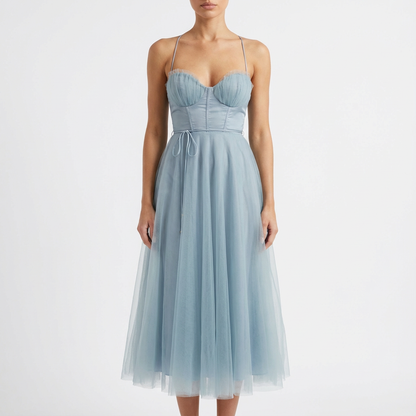 Vestido midi mujer Tirantes finos Acampanado