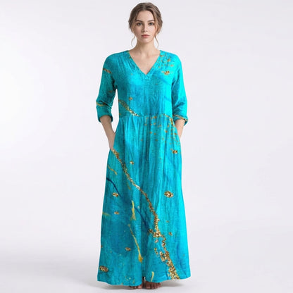 Vestido Largo Mujer Estampado Floral Holgado Boho