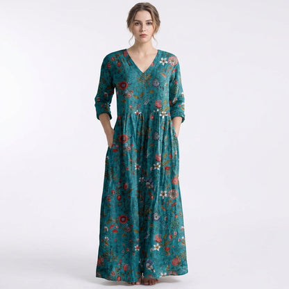 Vestido Largo Mujer Estampado Floral Holgado Boho