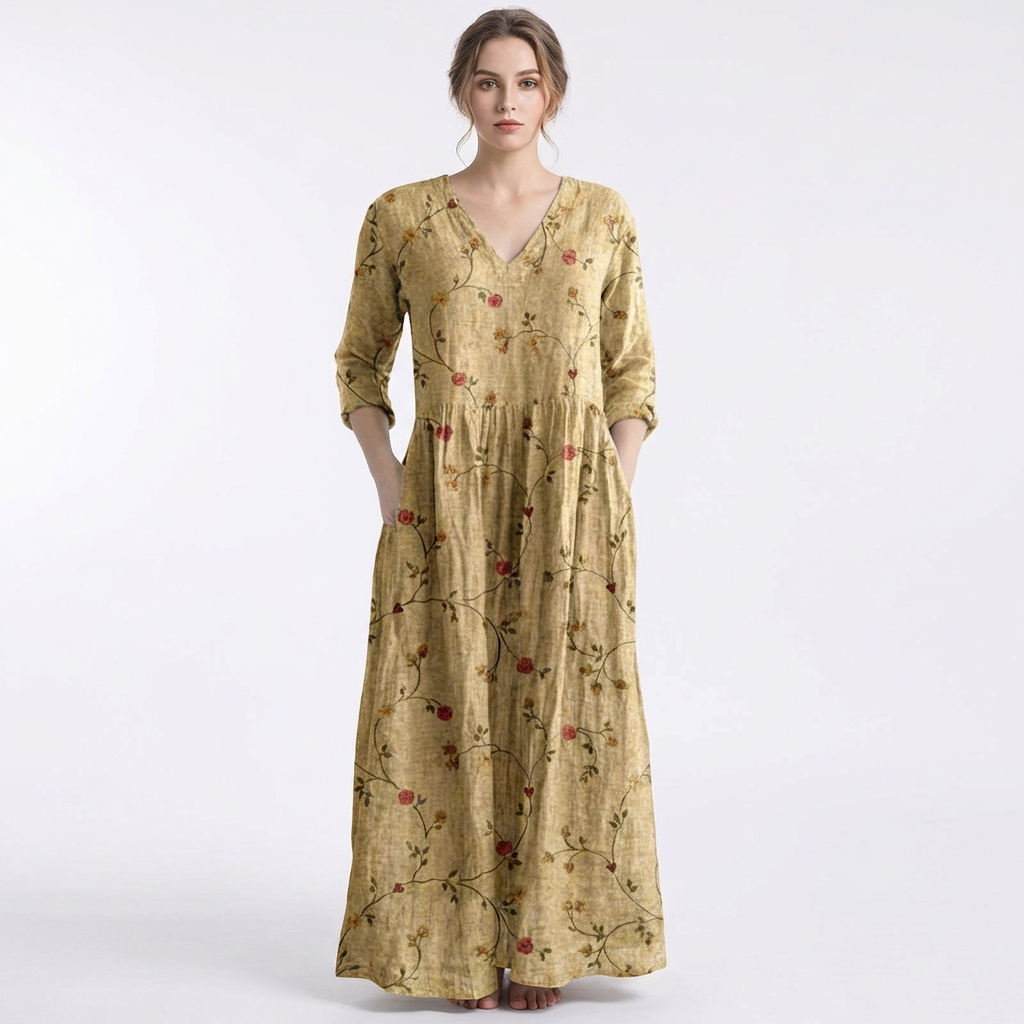 Vestido Largo Mujer Estampado Floral Holgado Boho