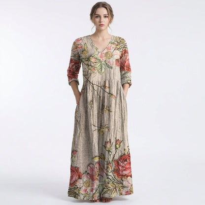 Vestido Largo Mujer Estampado Floral Holgado Boho - Mavetta