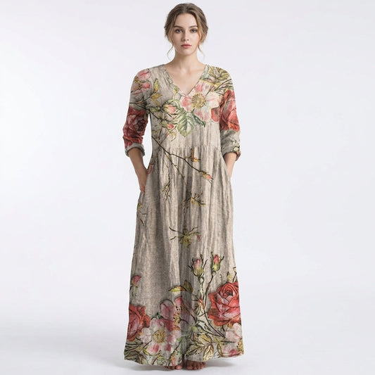 Vestido Largo Mujer Estampado Floral Holgado Boho - Mavetta
