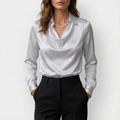 Blusa Mujer Drapeada Manga Larga
