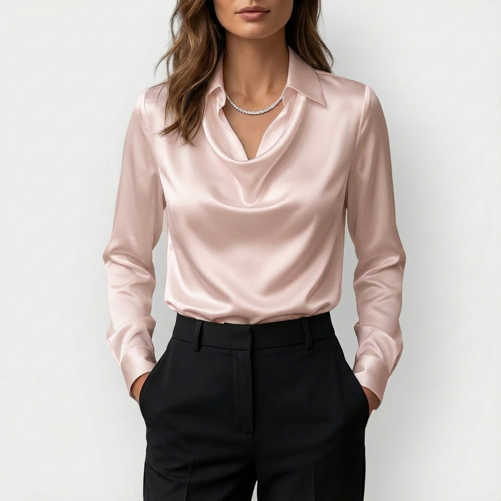 Blusa Mujer Drapeada Manga Larga
