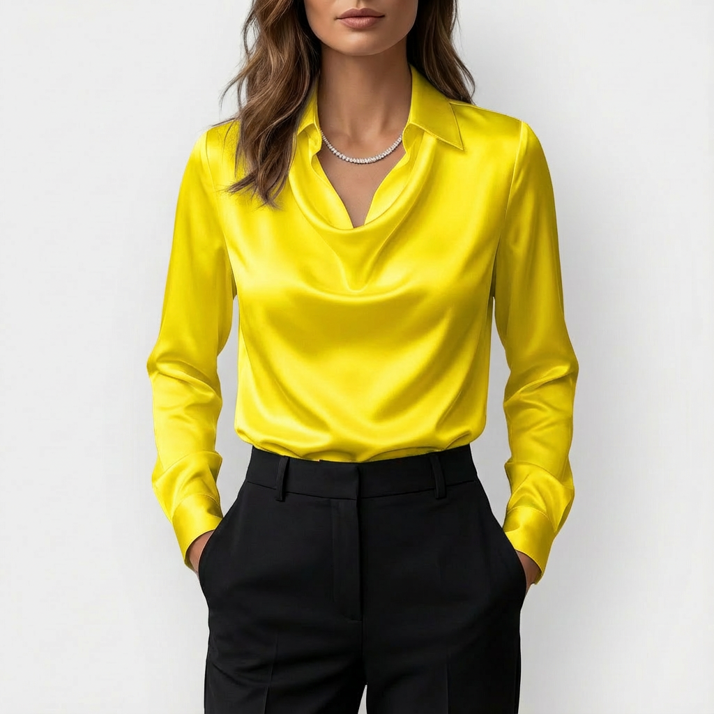 Blusa Mujer Drapeada Manga Larga