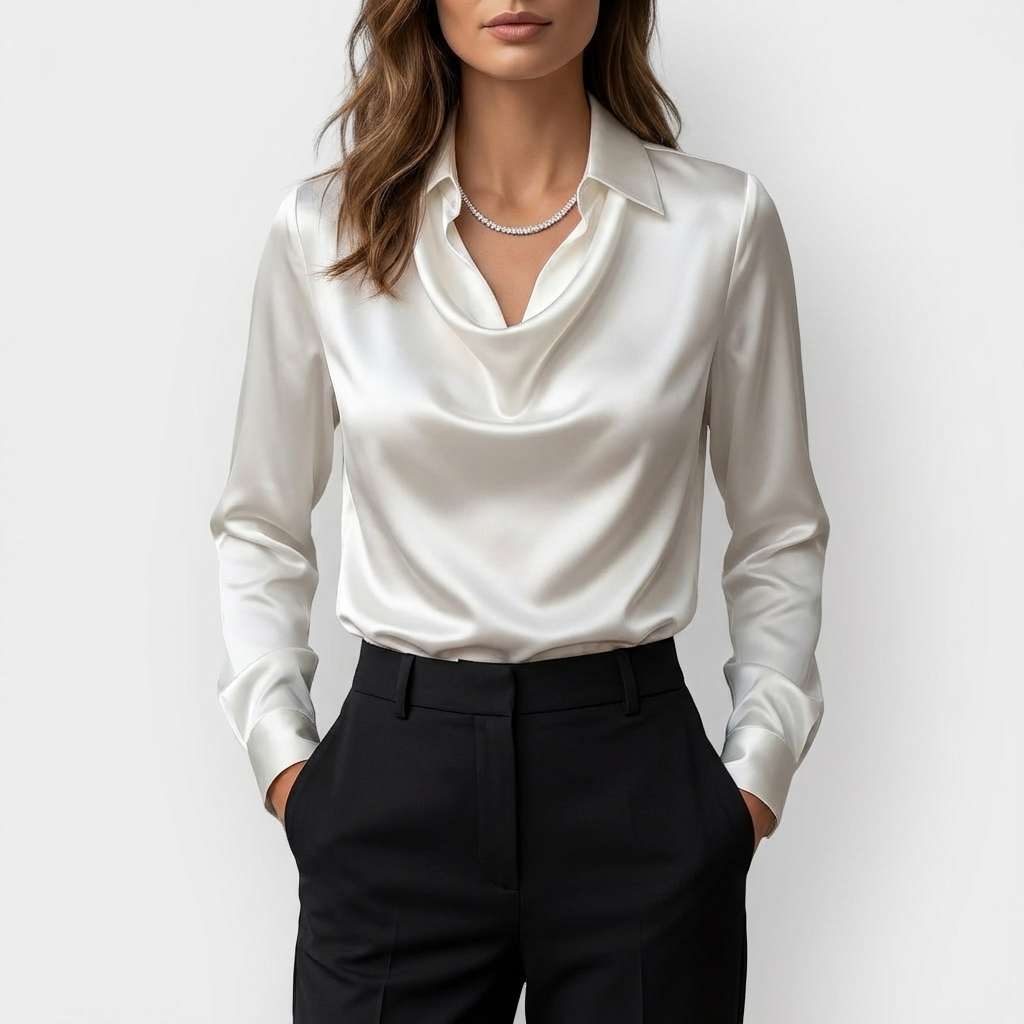 Blusa Mujer Drapeada Manga Larga