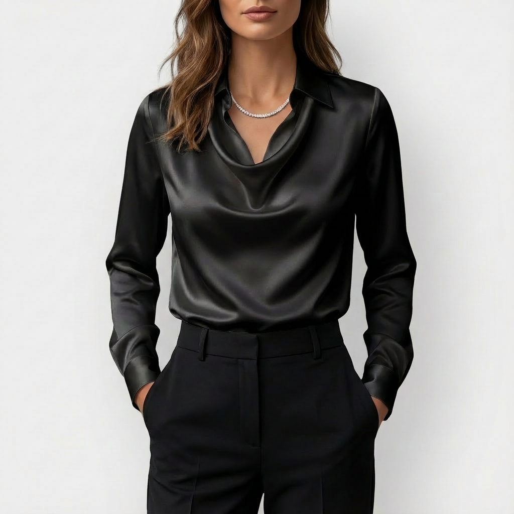 Blusa Mujer Drapeada Manga Larga