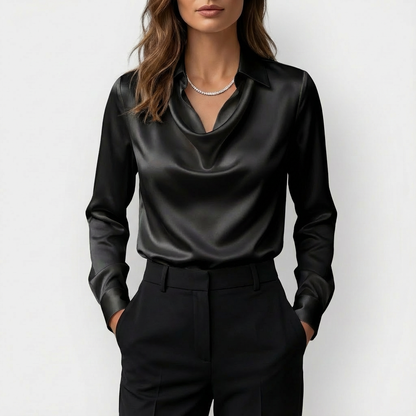 Blusa Mujer Drapeada Manga Larga