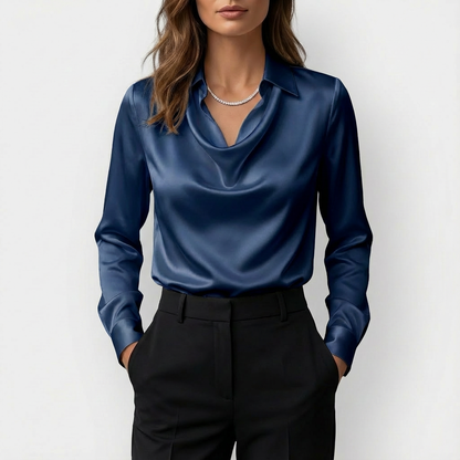 Blusa Mujer Drapeada Manga Larga