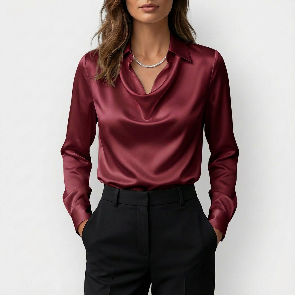 Blusa Mujer Drapeada Manga Larga