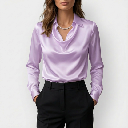 Blusa Mujer Drapeada Manga Larga
