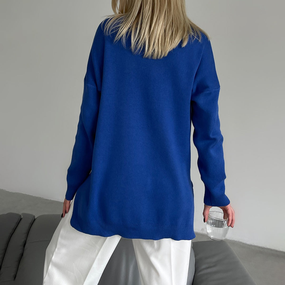Jersey Mujer Cuello Alto Abertura Elegante