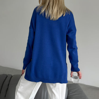 Jersey Mujer Cuello Alto Abertura Elegante