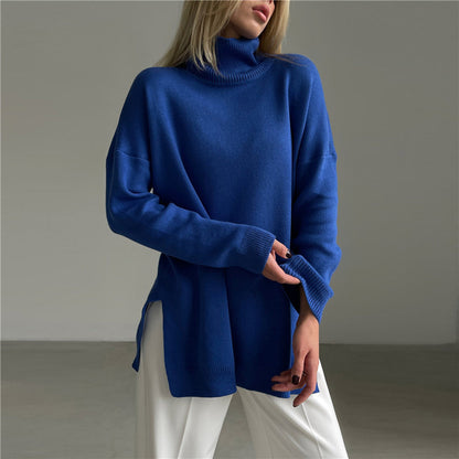 Jersey Mujer Cuello Alto Abertura Elegante
