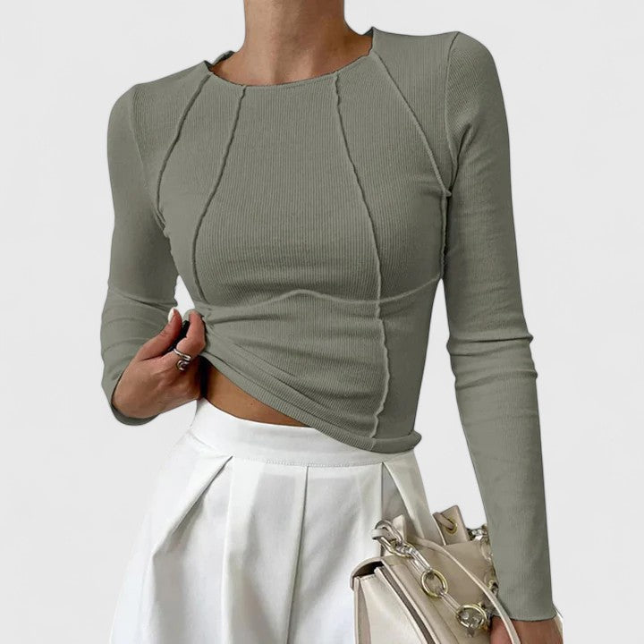 mujer elegante manga larga ajustado