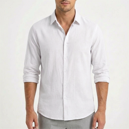 Camisa Casual Hombre Algodón Manga Larga Botones