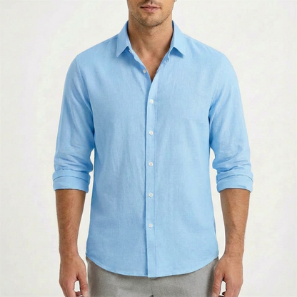 Camisa Casual Hombre Algodón Manga Larga Botones