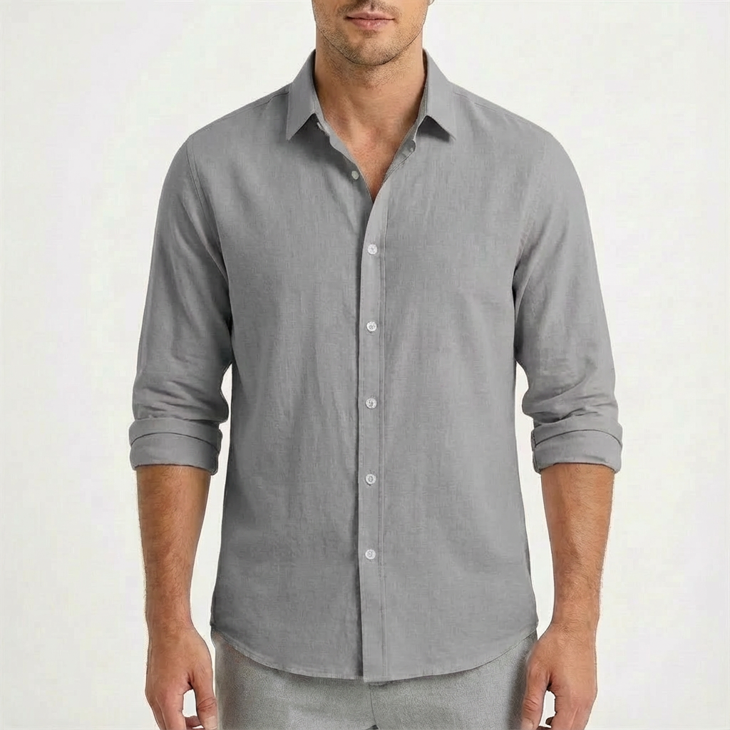Camisa Casual Hombre Algodón Manga Larga Botones