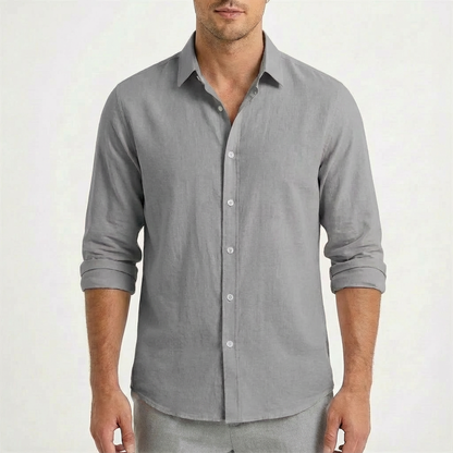 Camisa Casual Hombre Algodón Manga Larga Botones