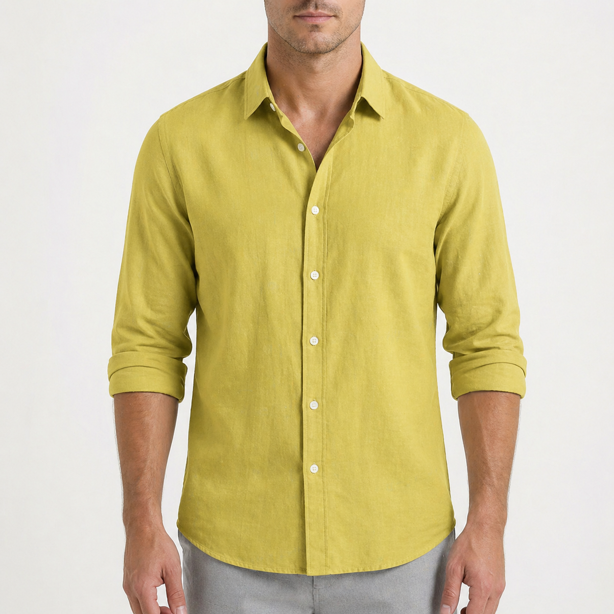 Camisa Casual Hombre Algodón Manga Larga Botones