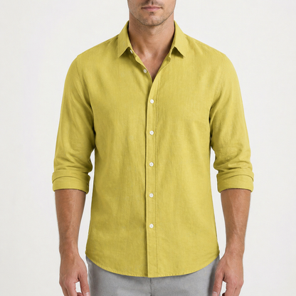 Camisa Casual Hombre Algodón Manga Larga Botones
