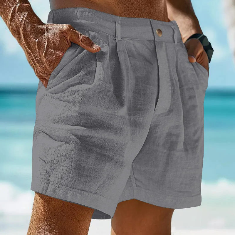 Pantalones Cortos Hombre de Lino Transpirables Estilo Veraniego