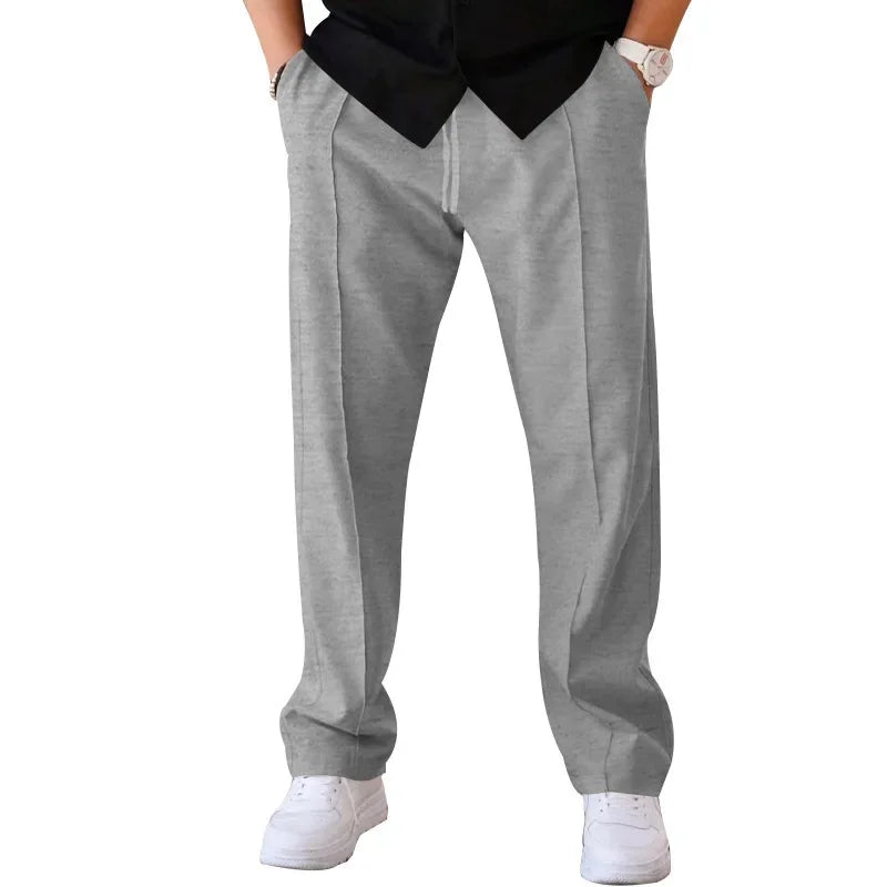 Pantalones Hombre Mezcla Fibras Corte Recto Estilo Americano