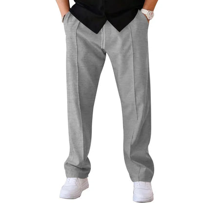 Pantalones Hombre Mezcla Fibras Corte Recto Estilo Americano