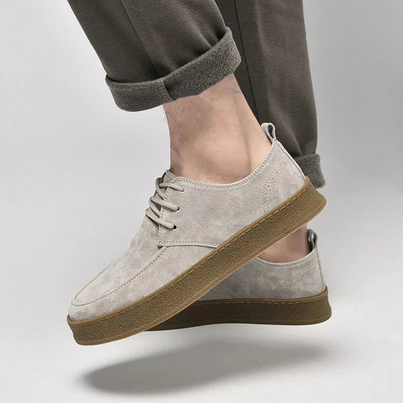 Zapatos Casual Hombre de Gamuza con Cordones y Suela Goma