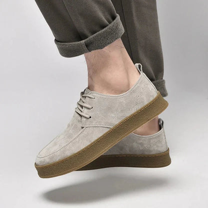 Zapatos Casual Hombre de Gamuza con Cordones y Suela Goma