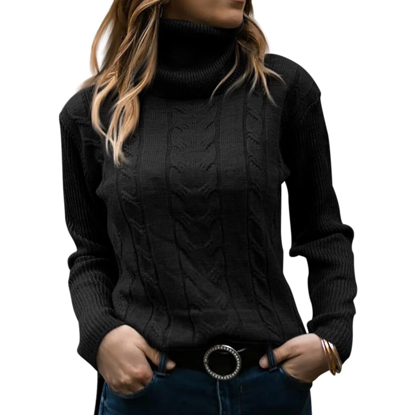 Suéter Mujer Cuello Alto Ajustado