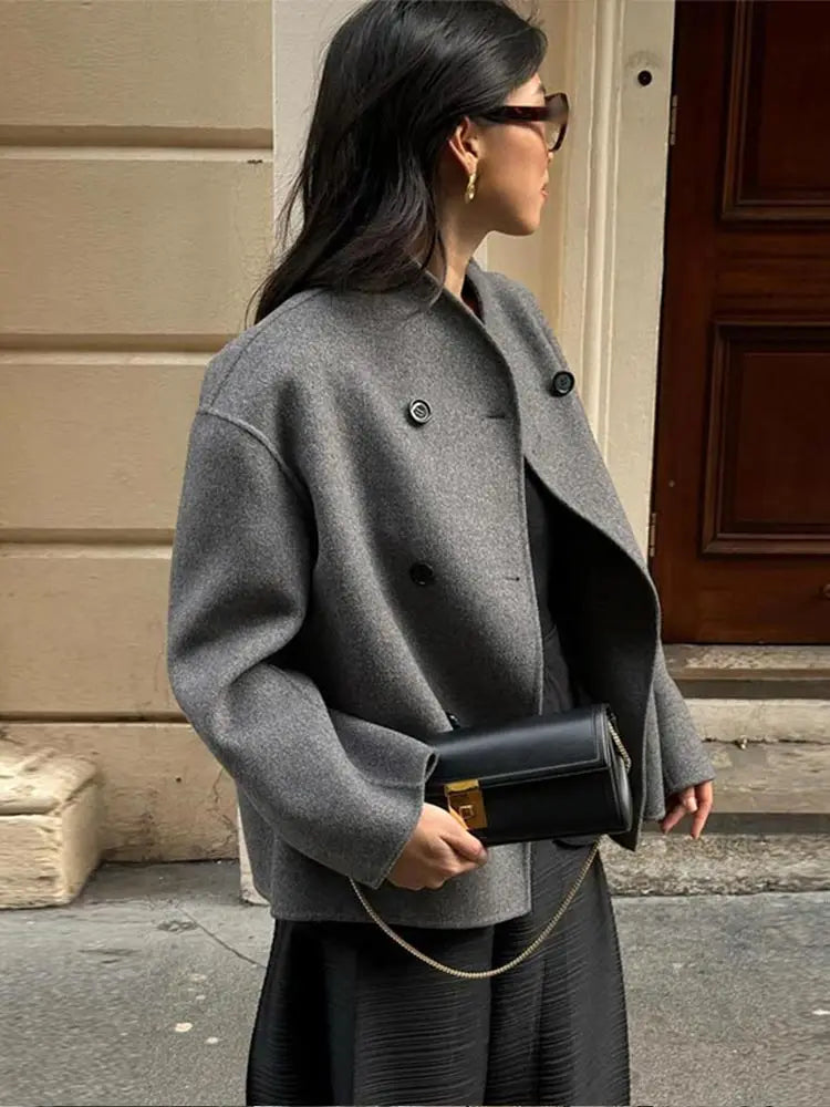 Abrigo Invierno Mujer Doble Botonadura Oversize