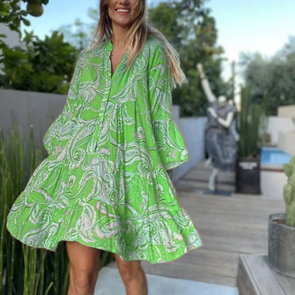 Vestido Corto Mujer de Tela Ligera y Volantes Veraniego