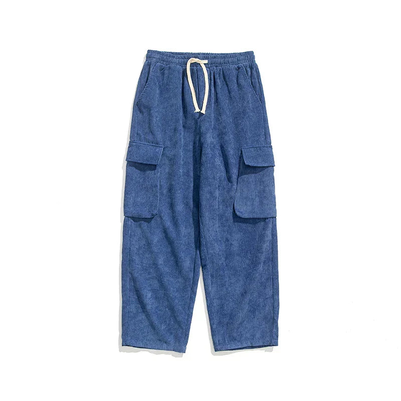 Pantalones Cargo Hombre de Poliéster Corte Recto Bolsillos Laterales